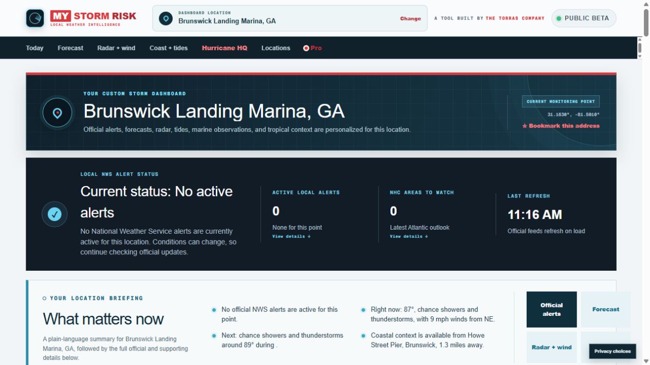 MyStormRisk homepage
