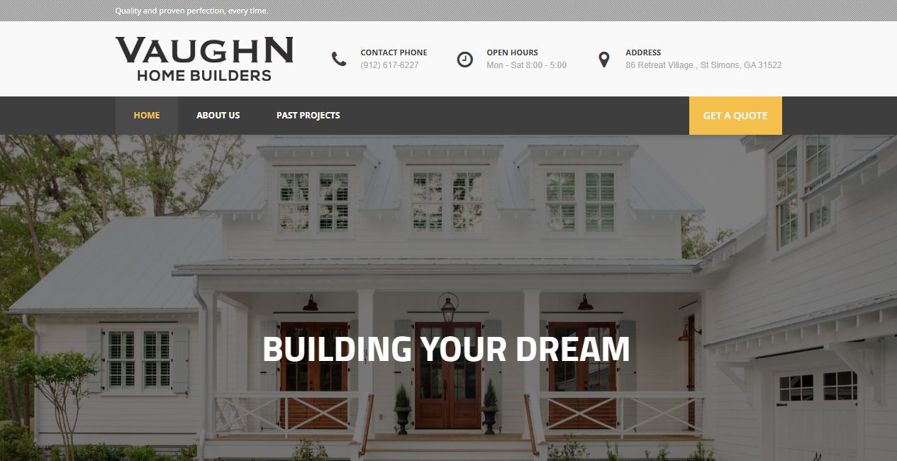 Vaughn Home Builders homepage